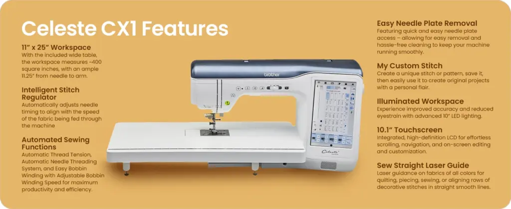 Brother Celeste CX1 Sewing Machine for sale suitable for beginner and advanced sewing needs