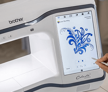 Brother Celeste CX1e Embroidery Only Machine for sale with compact embroidery machine footprint