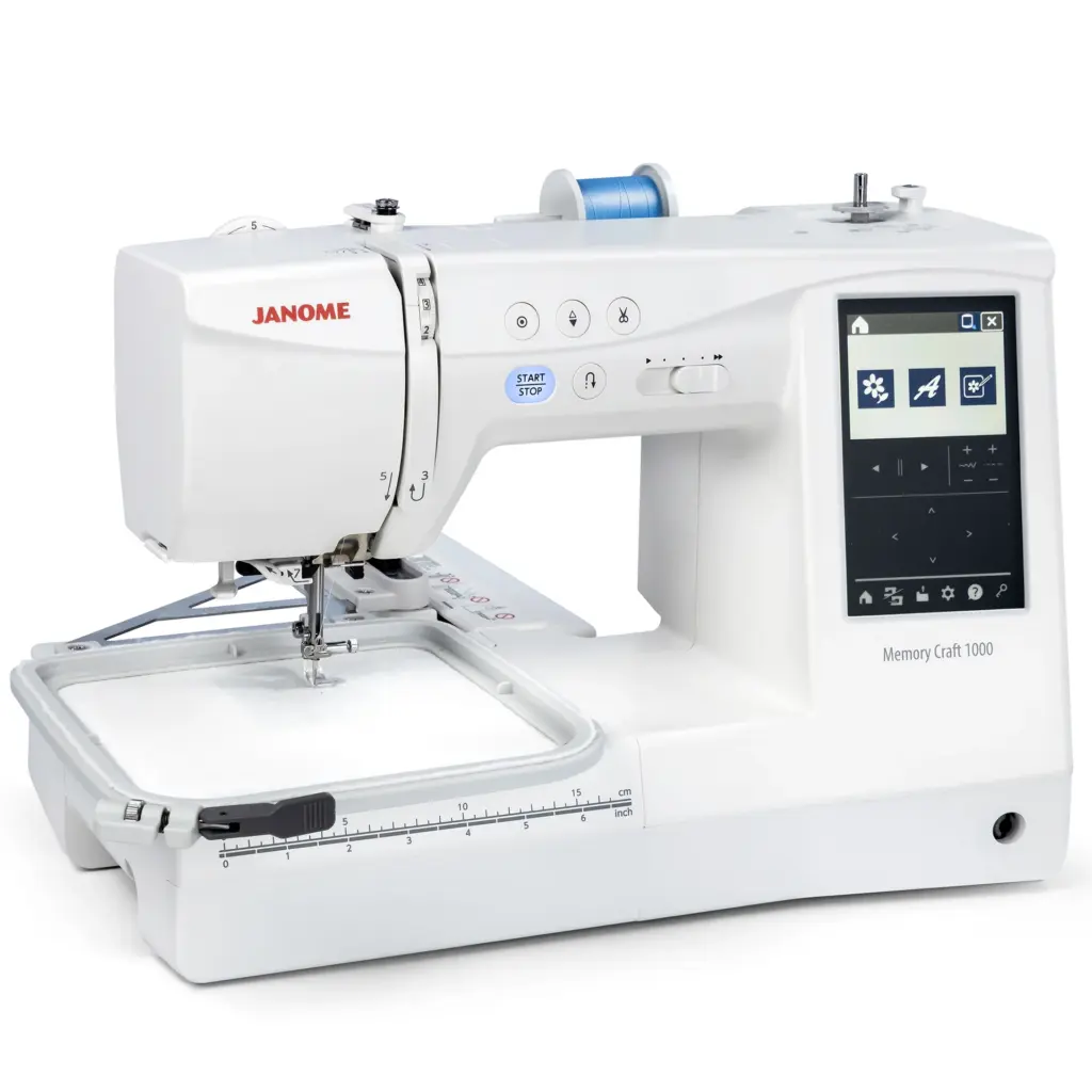 Janome Memory Craft 1000 sewing and embroidery machine includes embroidery software