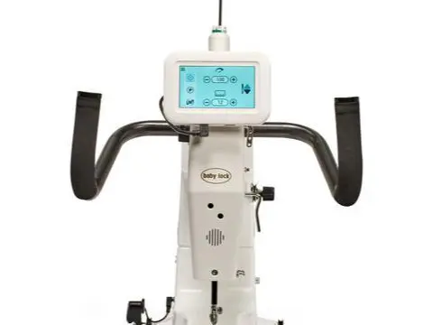 baby lock gallant xl longarm machine includes rear handlebars for pantograph control