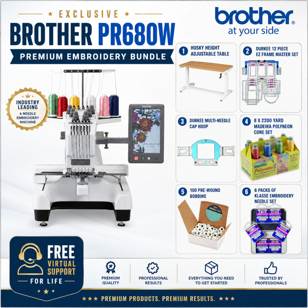 Brother PR680W embroidery machine bonus bundle