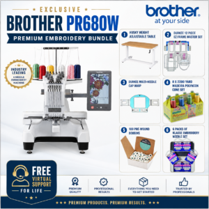 Brother PR680W embroidery machine bonus bundle