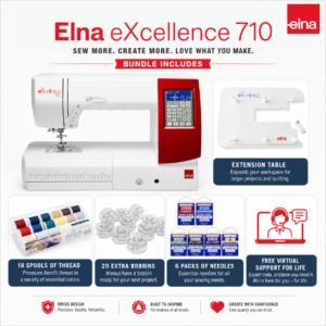 Elna eXcellence 710 sewing machine bonus bundle