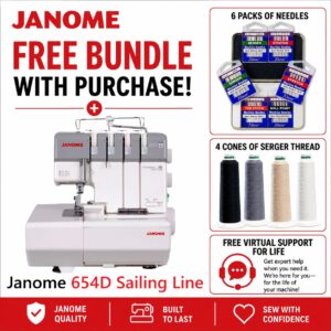 Janome 654D Sailing Line serger machine bonus bundle