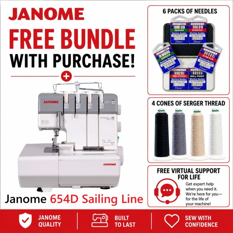 Janome 654D Sailing Line serger machine bonus bundle