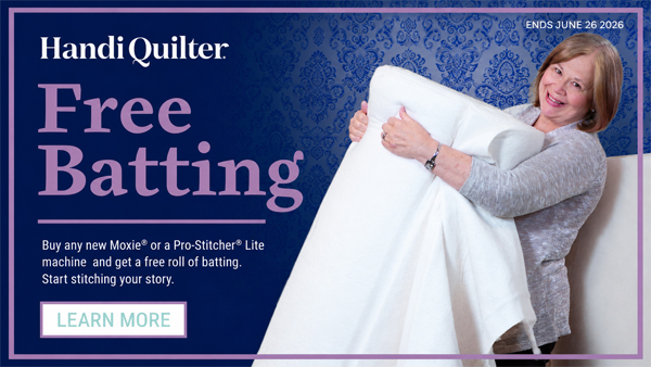 Handi Quilter free batting promotion june 2026