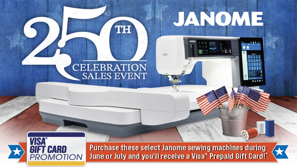 Janome 250 visa gift card savings event