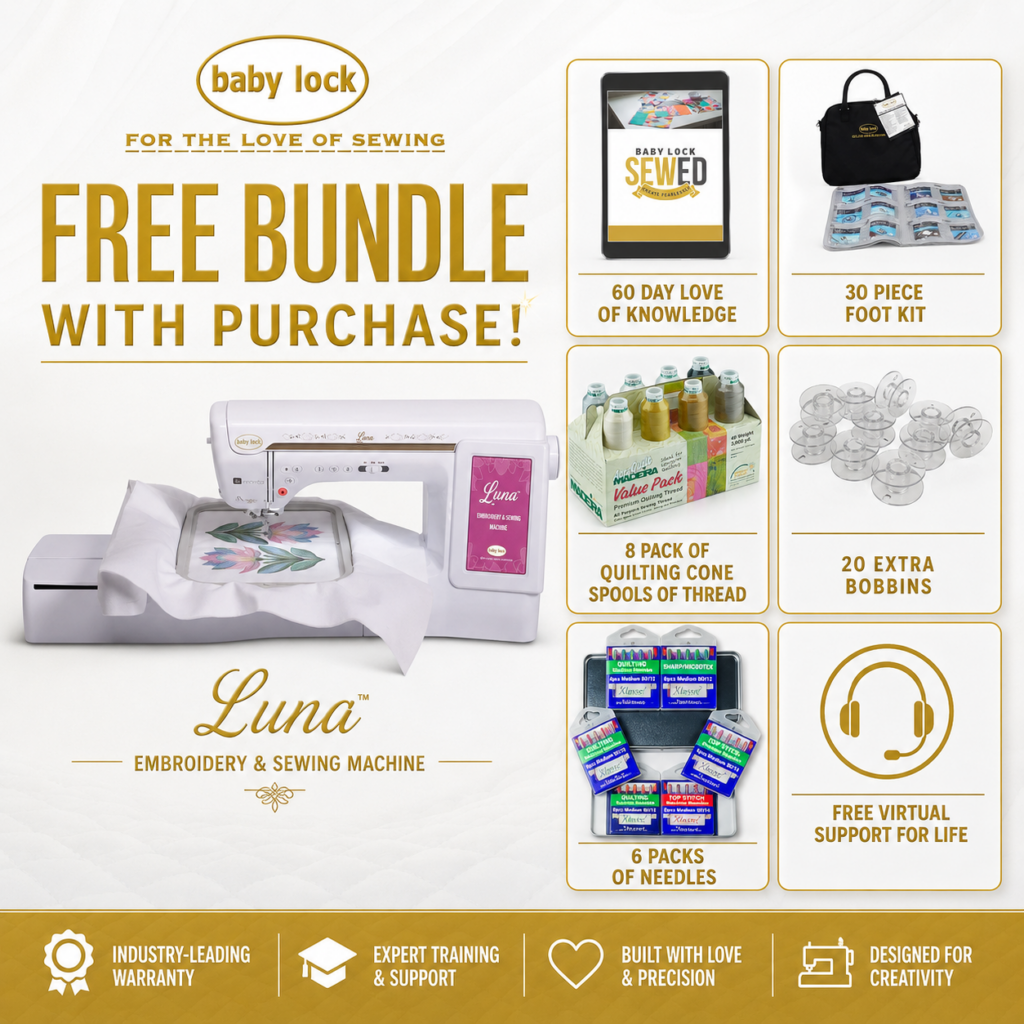 Baby Lock Luna sewing and embroidery machine bonus bundle