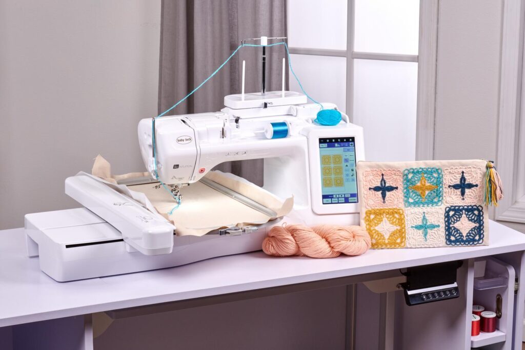 Baby Lock Ursa machine with innovative curve sewing technology included today available