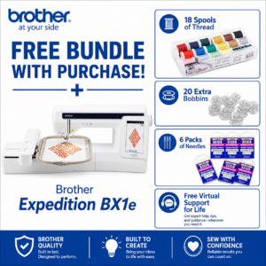 Brother Expedition BX1e embroidery machine bonus bundle