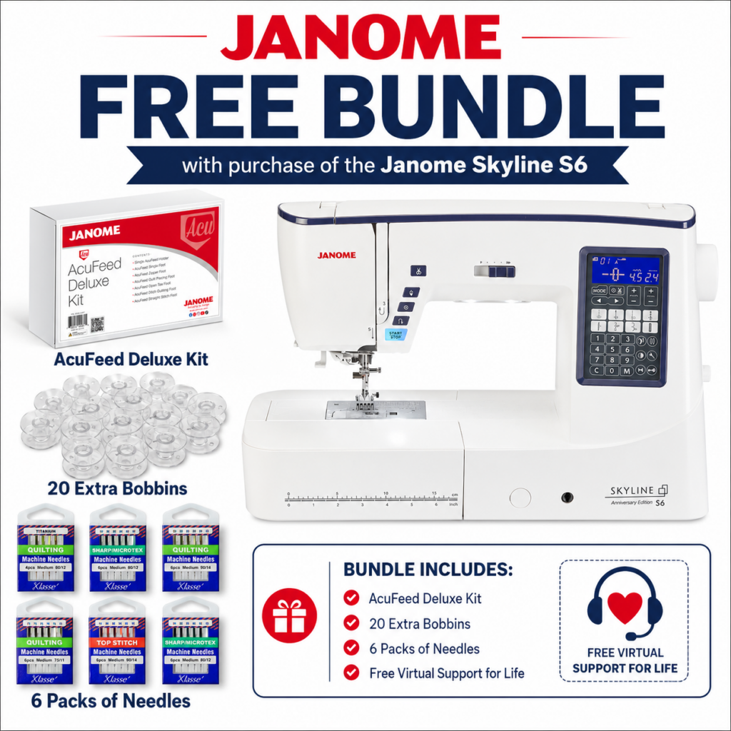 Janome Skyline S6 Anniversary Edition sewing machine bonus bundle