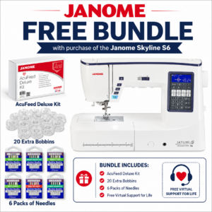 Janome Skyline S6 Anniversary Edition sewing machine bonus bundle