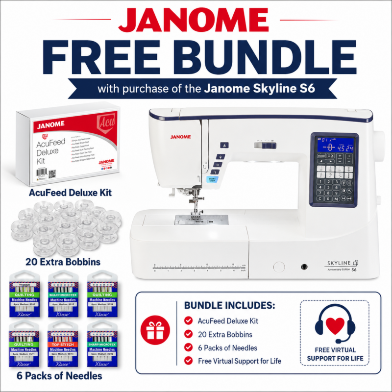 Janome Skyline S6 Anniversary Edition sewing machine bonus bundle